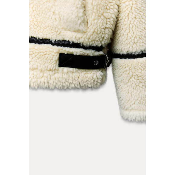 Zara Fleece Biker Jacket Size XS Not - Picture 11 of 11